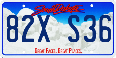 SD license plate 82XS36