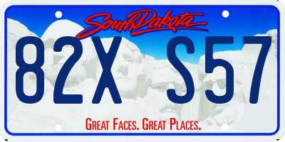 SD license plate 82XS57