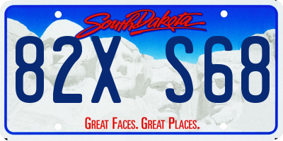 SD license plate 82XS68