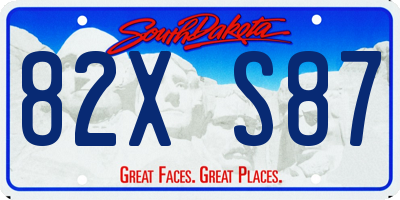 SD license plate 82XS87