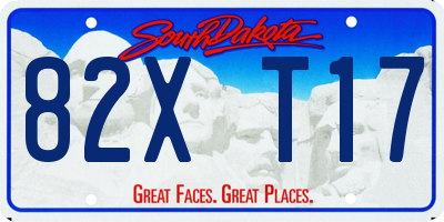 SD license plate 82XT17