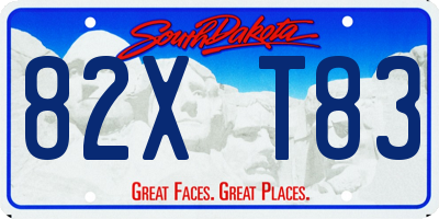 SD license plate 82XT83