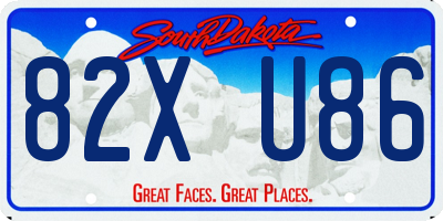 SD license plate 82XU86