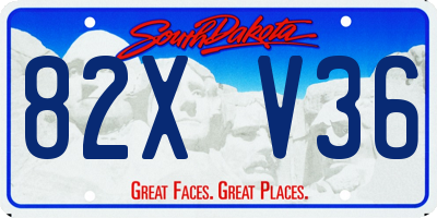 SD license plate 82XV36