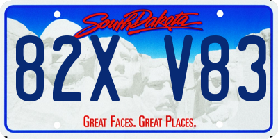 SD license plate 82XV83