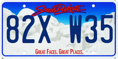 SD license plate 82XW35