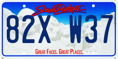 SD license plate 82XW37