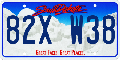 SD license plate 82XW38