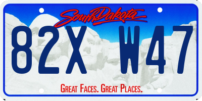SD license plate 82XW47