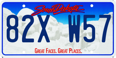 SD license plate 82XW57