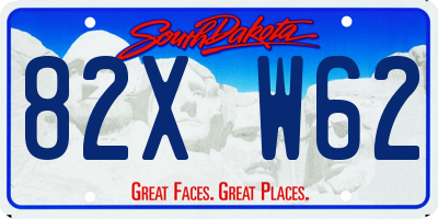 SD license plate 82XW62