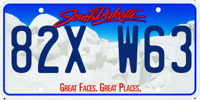 SD license plate 82XW63