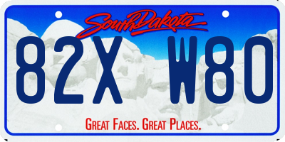 SD license plate 82XW80