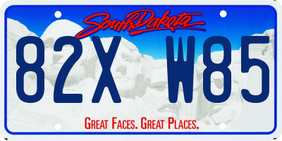 SD license plate 82XW85
