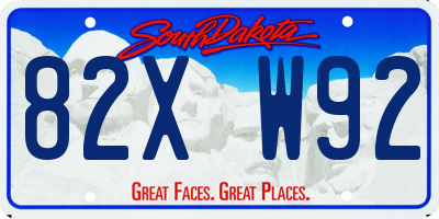 SD license plate 82XW92