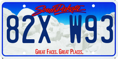 SD license plate 82XW93