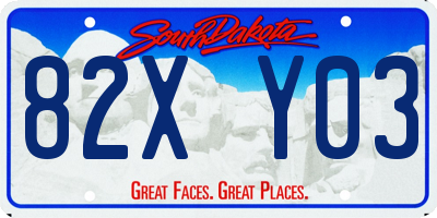 SD license plate 82XY03