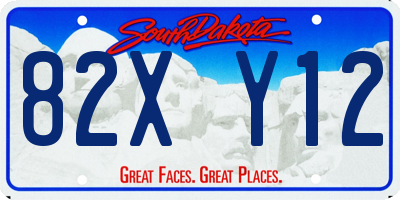 SD license plate 82XY12