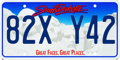 SD license plate 82XY42