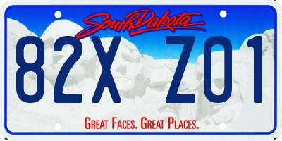 SD license plate 82XZ01