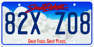 SD license plate 82XZ08