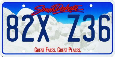 SD license plate 82XZ36