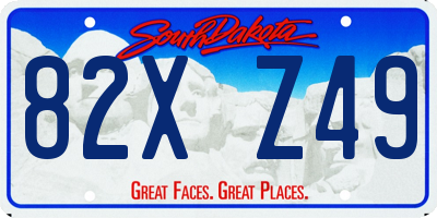 SD license plate 82XZ49
