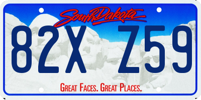 SD license plate 82XZ59