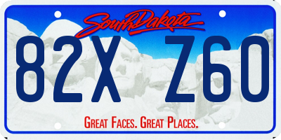 SD license plate 82XZ60