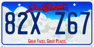SD license plate 82XZ67