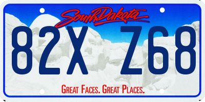 SD license plate 82XZ68