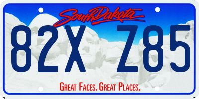 SD license plate 82XZ85