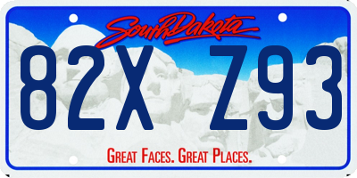 SD license plate 82XZ93