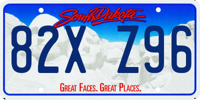 SD license plate 82XZ96