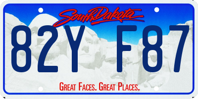 SD license plate 82YF87