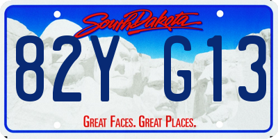 SD license plate 82YG13