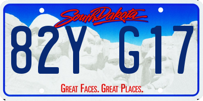 SD license plate 82YG17