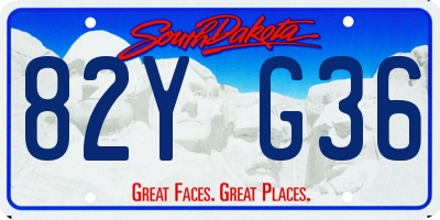 SD license plate 82YG36