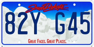 SD license plate 82YG45