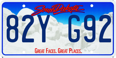 SD license plate 82YG92