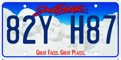 SD license plate 82YH87