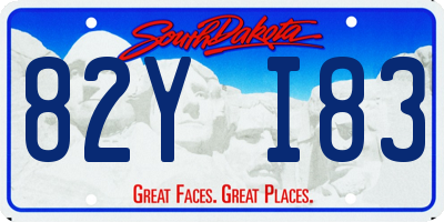 SD license plate 82YI83