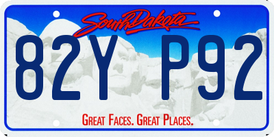 SD license plate 82YP92