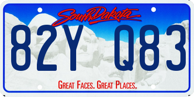SD license plate 82YQ83