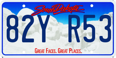 SD license plate 82YR53