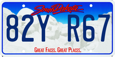 SD license plate 82YR67