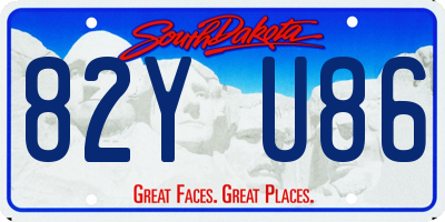 SD license plate 82YU86