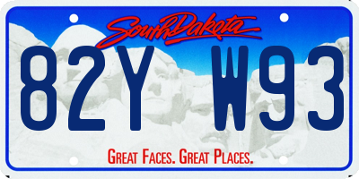 SD license plate 82YW93