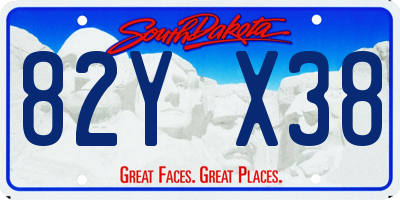 SD license plate 82YX38