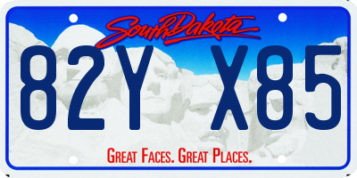 SD license plate 82YX85